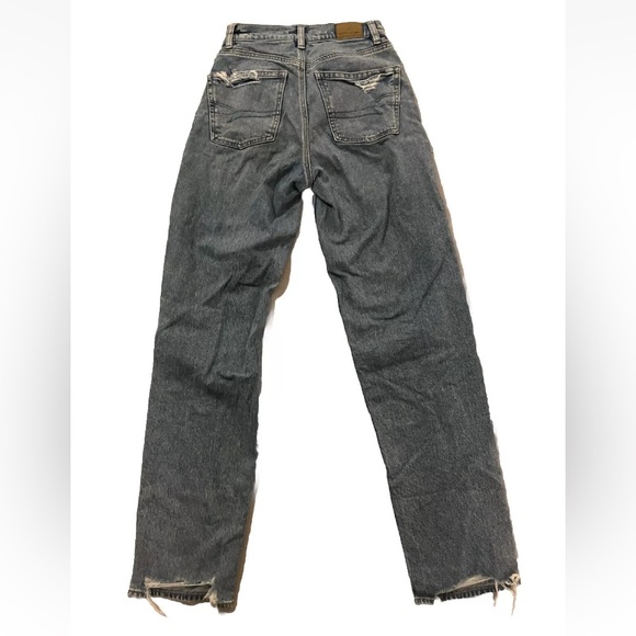 AE Strigid Ripped Highest Waist Baggy Straight Jean Size 00 - Picture 2 of 13